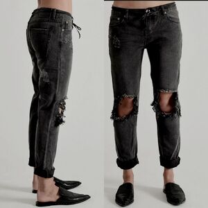 NWT ONE Teaspoon‎ Awesome Baggies Low Waist Tapered Leg Jeans Basalt Black Sz 26